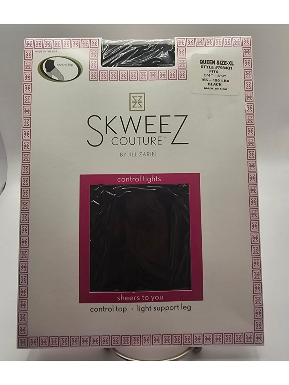 Skweez Couture By Jill Zarin Control Top Sheer Tights Queen Size XL Black Made I